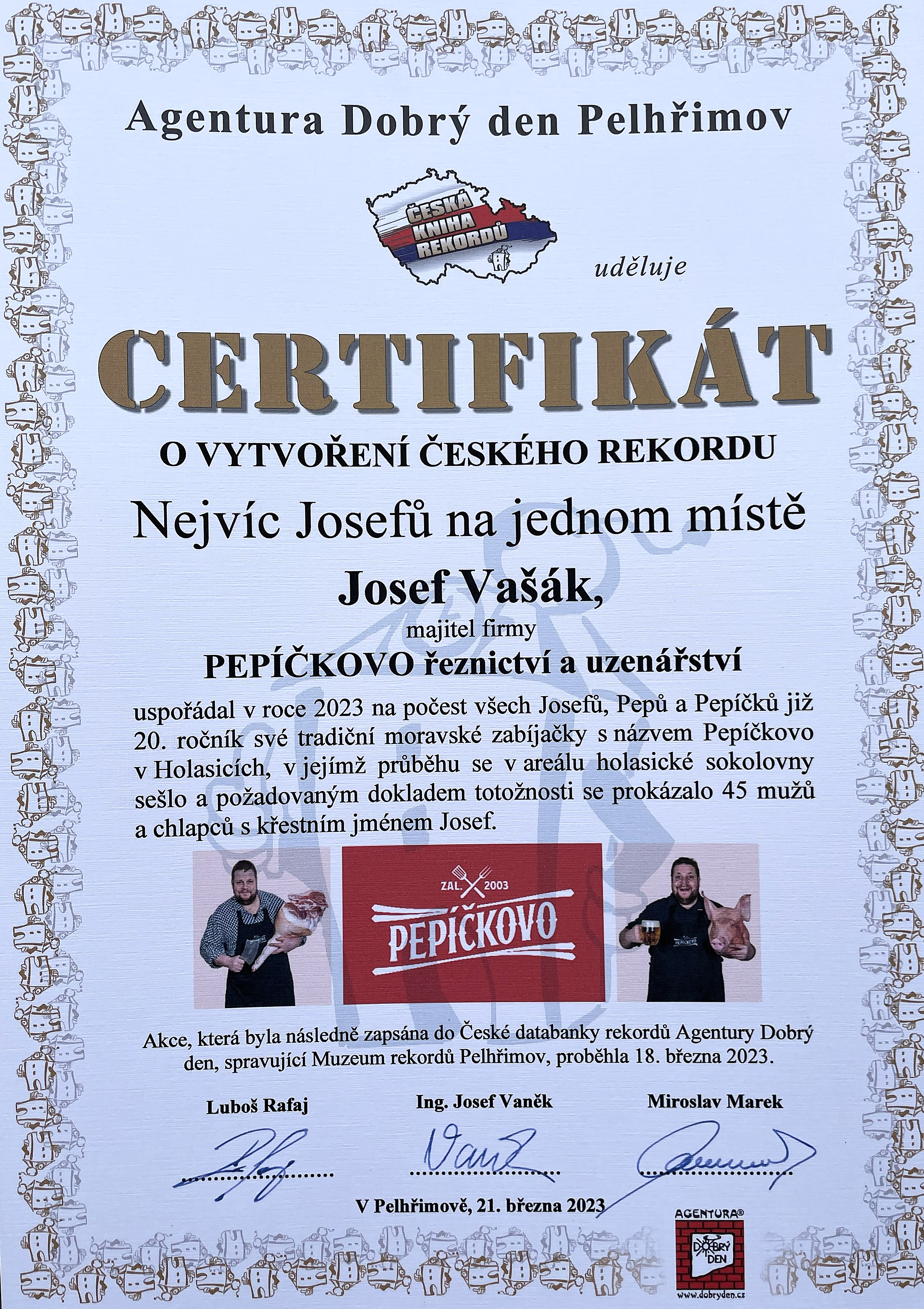 Certifikát o největší dávce klobás